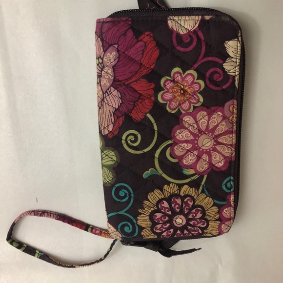 Vera Bradley Mod floral 8"x4.5" wristlet wallet pocketbook c. 2007 clutch bag - Picture 2 of 10